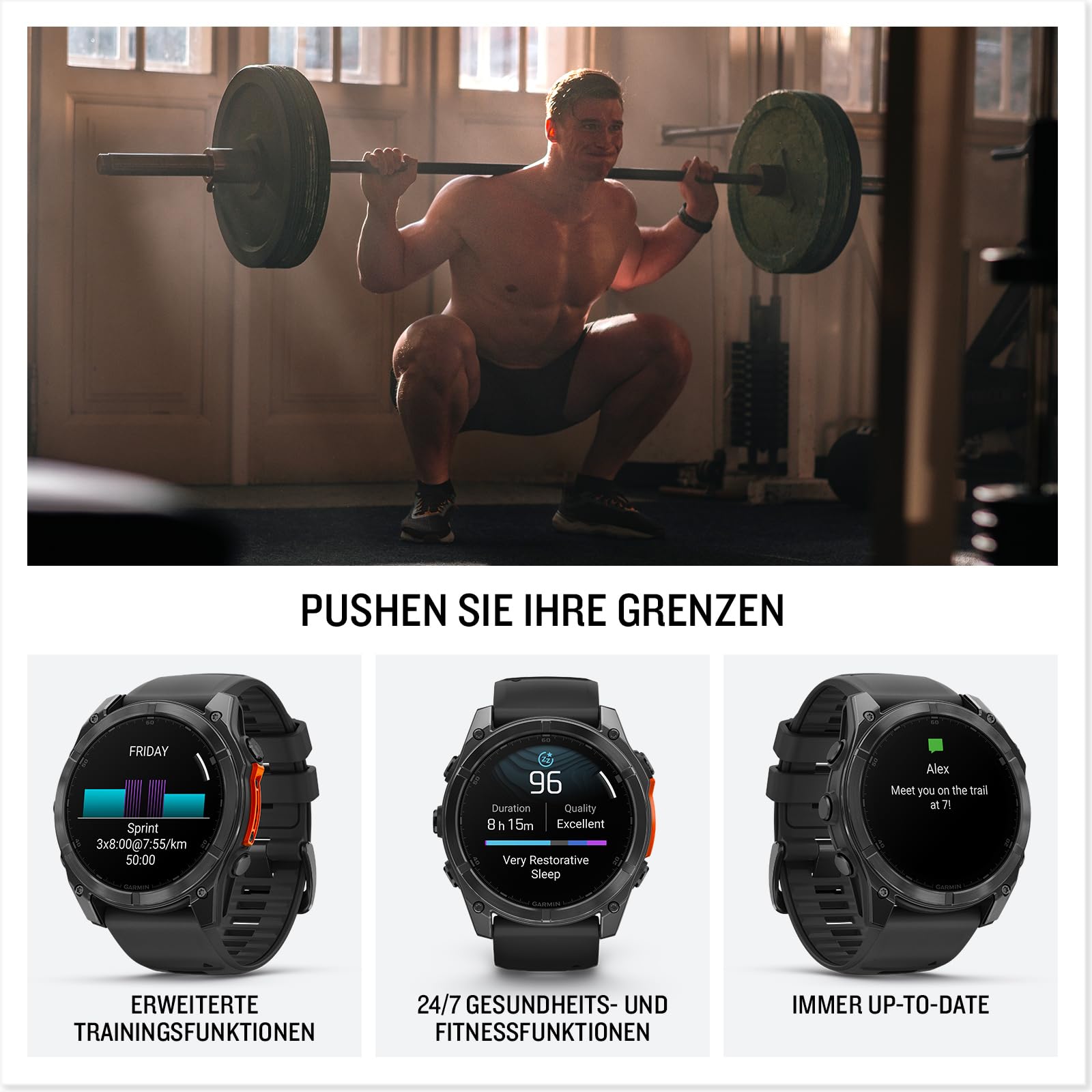 Garmin fēnix 8 47mm – Multisport-Smartwatch, 1,4" AMOLED Touch-/Tastendisplay, bis zu 16 Tage Akkulaufzeit, 80+ Sport-/Outdoor-Apps, TOPO-Karten, EKG, Telefonie, Musik, Taschenlampe 5
