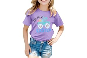 Girls Boys Easter Shirt Bunny Eggs Print Short Sleeve Crew Neck Tshirt Kids Loose Fit Casual Summer Graphic Tees Tops