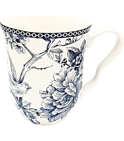 Amazon.com | 222 Fifth Eliza Spring Blue Jumbo Fine Porcelain Mug: Coffee  Cups & Mugs