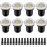 ZUCKEO Low Voltage Landscape Lights LED Well Lights 3W 12V-24V in Ground Light IP67 Waterproof Outdoor Low Voltage Landscape Lighting for Floor Driveway Deck Step Garden (8 Pack Warm White)