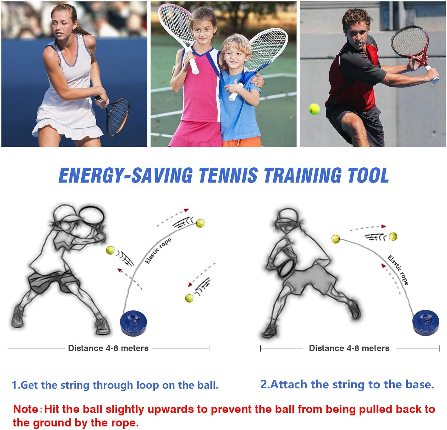 Teloon springen Tennis Trainer Rebound Ball Iron Base Tennis Training Tool，2.35LB Weight Heavy with 2PCS Replaceable String Self-Study Rebound Ball Baseboard Sparring Device : Sports & Outdoors