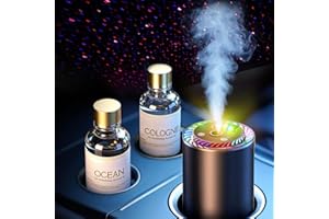 TORETARK Smart Car Air Freshener with Star Light & 100ml Diffusers Oil Refills, Auto On/Off Aroma Diffuser, 3 Adjustable Mist Modes Rechargeable Aromatizante para Carro - Car Diffuser（Cologne+Ocean）