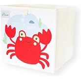Queebi Crab Storage Cube- Organizer for Nursery, Playroom, Bedroom, Closet. Foldable Box 13x13x13 inches. Children's Toy Box, Diaper Caddy, Clothing Basket, Book Bin, Baby Essentials &amp; Kids Gift
