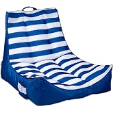 Big Joe Captain's Float No Inflation Needed Pool Lounger, American Nautical Stripe Double Sided Mesh, Quick Draining Fabric, 3 feet