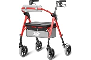 VOCIC Walkers for Seniors, Z11 Rollator Walker with Seat, Max 380 lbs, Avant Walkers with Ergo Seat & Backrest, Foldable Rollator Adjustable Height, All Terrain Walker, Lightweight