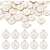 uxcell Letter Charm Enamel Letter Pendants, Alphabet Pendants Double Sided Bead Charm for DIY Bracelet Necklace Pendants Earring Jewelry Making
