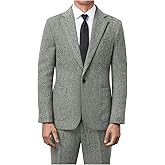 Hipfun Mens Herringbone Tweed Tuxedo Suits Slim Fit 2 Piece Tea Formal Tweed Suit Prom Wedding Suit Jacket Pants Groom Tuxedos S