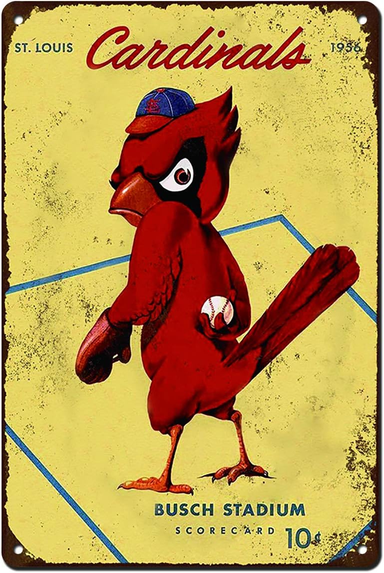 AMELIA SHARPE Vintage Tin Sign (Cardinal Signed in St. Louis in 1956) Home Decor Metal Sign Bar Tin Sign Baseball Shop Store Tin Sign 12x8 inches Gift