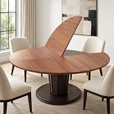 Wood Round Foldable Table Top Only Large Portable Tabletop for Desktop Transformation 47 51 55 59 63 71 inch 4-Fold Folding Round Table Top Extender Space Saving for Family Dinners(Light Walnut,47")