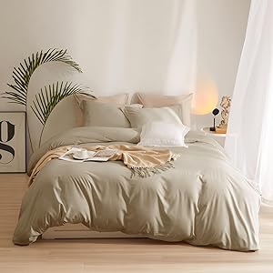 AMWAN Taupe Bettbezug für King-Size-Bett, weich, Khaki, Hellbraun, 3-teilig, Bettbezug mit Reißverschluss, Boho, Taupe, Hellbraun, 1 King-Size-Bettbezug 264,2 x 228,6 cm mit 2 Kissenbezügen