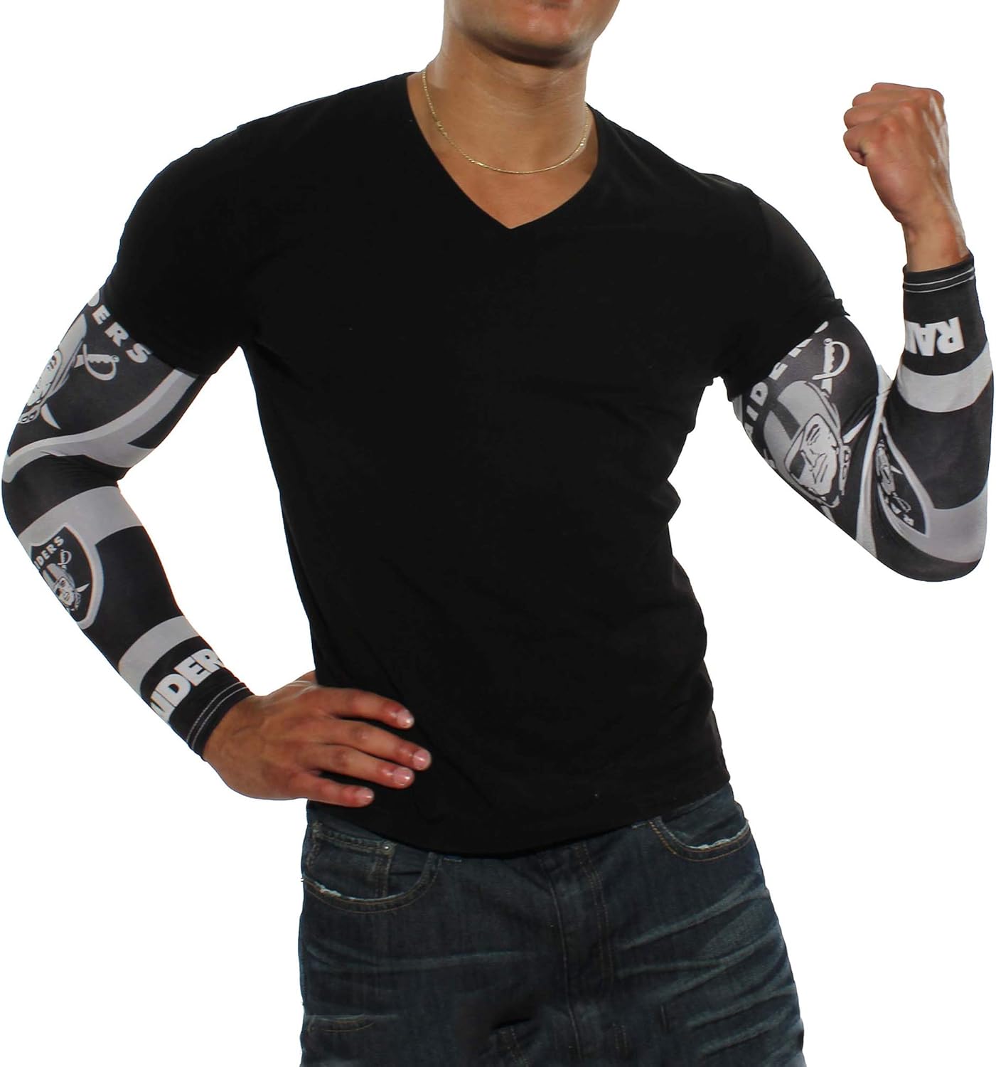Littlearth NFL Oakland Raiders Strong Arms Sleeves,Black,17-Inch: Clothing