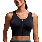 SPORME RUNNING Racerback Padded Sports Bra for Women - Medium Support Zipper Front Workout Bra
