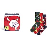 Happy Socks Crew Socks-Santa, Ornaments & Reindeer-3-Pack Gift Box Set-Small/Medium