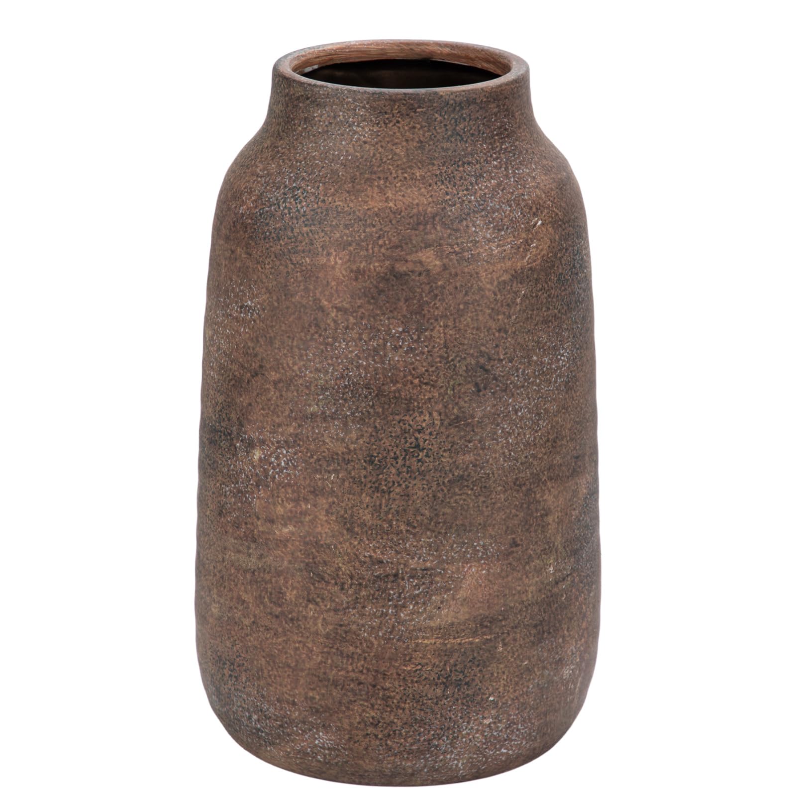Photo 1 of Briful Tall Rustic Ceramic Vase 9.6” – Vintage Distressed Pottery Flower Vase with Antique White-Wash Finish – Farmhouse Table Decor & Shelf Accent (Not Waterproof), Brown