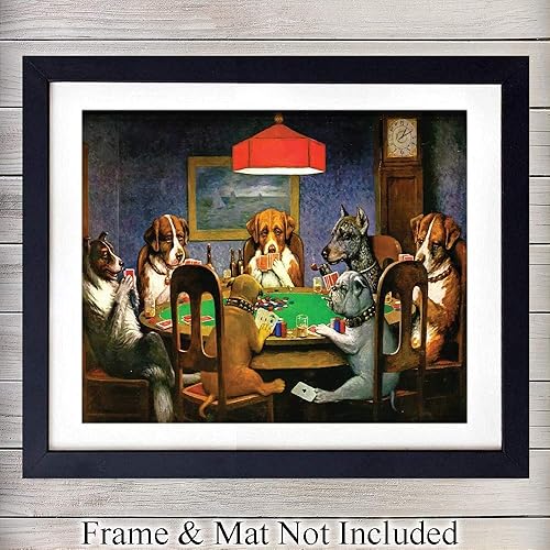 Amazon Com Dogs Playing Cards Unframed Wall Art Print Great