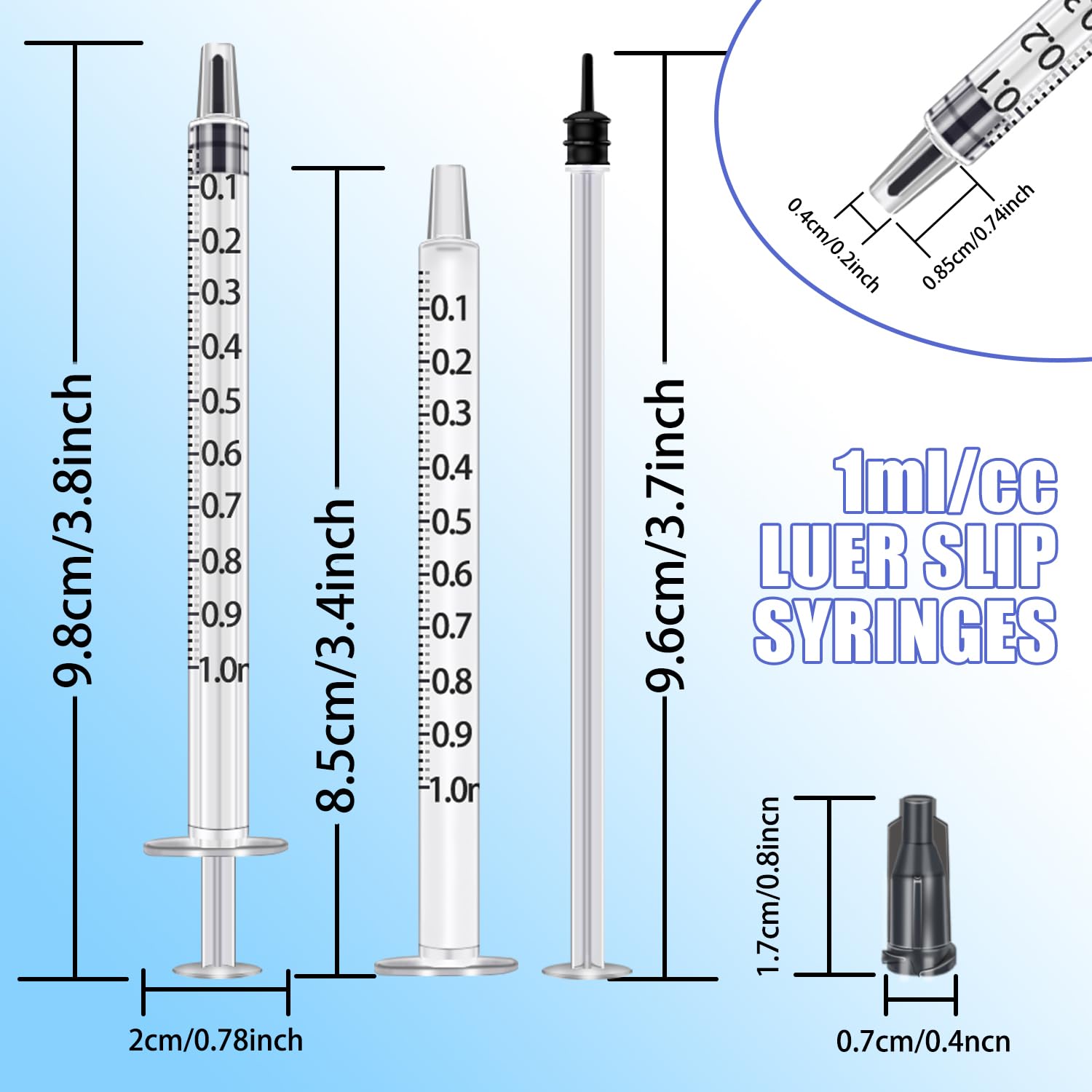 Gufastoe 1ml Syringes With Caps (Pack of 150)