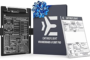 EntireFlight Aviation Pilot Kneeboard-VFR Black With Notepad-Premium Pilot Gear Aviation Accessories - Airplane Grade Aluminum-Elastic Knee Board Strap & Pen|Quality Box Included For Great Pilot Gifts