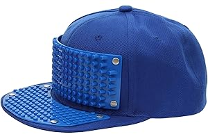 ELOPE Blue Building Block Snapback Hat | Flat Bill Baseball Cap w/Curved Brick Base Panel on Bill & Crown - 25" Circumference