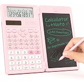 ROATEE Scientific Calculators School Supplies with Notepad 82MS Pink Stuff | Middle and High Back to School Girls Cute Stuff for Student, 240 Functions Foldable 2-Line Display Solar and Battery Power