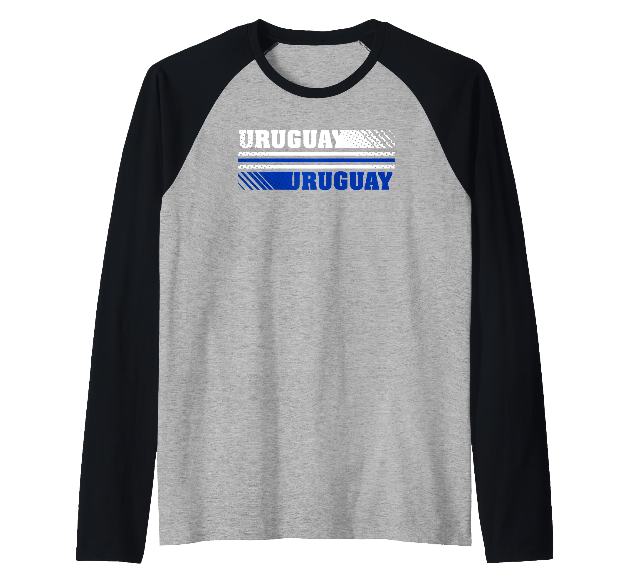 Uruguay Double Text Blue White Raglan Baseball Tee