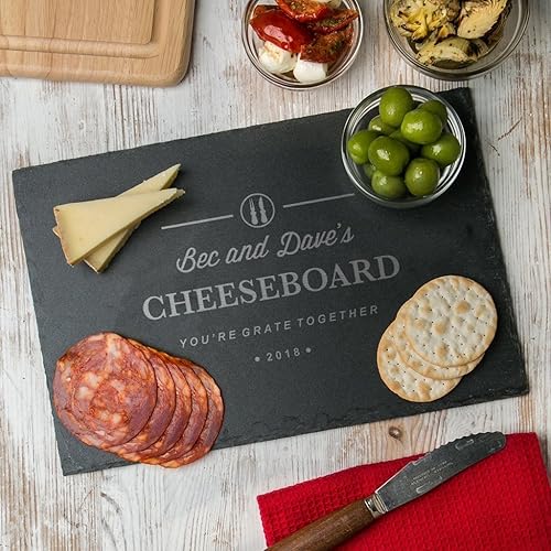 Personalised Cheese Board or Chopping Board - Personalised Wedding, Valentines or Anniversary Gift - Personalised Housewarming gift for couples or families - SLATE OR WOOD Available