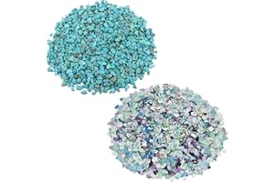SUNYIK Howlite Turquoise/Fluorite Chips Stone Crushed Healing Crystal Quartz Rocks Reiki Decoration Irregular Shaped, 0.1"-0.5", 0.5lb, Pack of 2