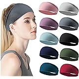 10 Pack Sport Headbands for Women Yoga Hairbands Athletic Workout Hair Bands Elastic Non Slip Moisture Wicking Sweatband for 