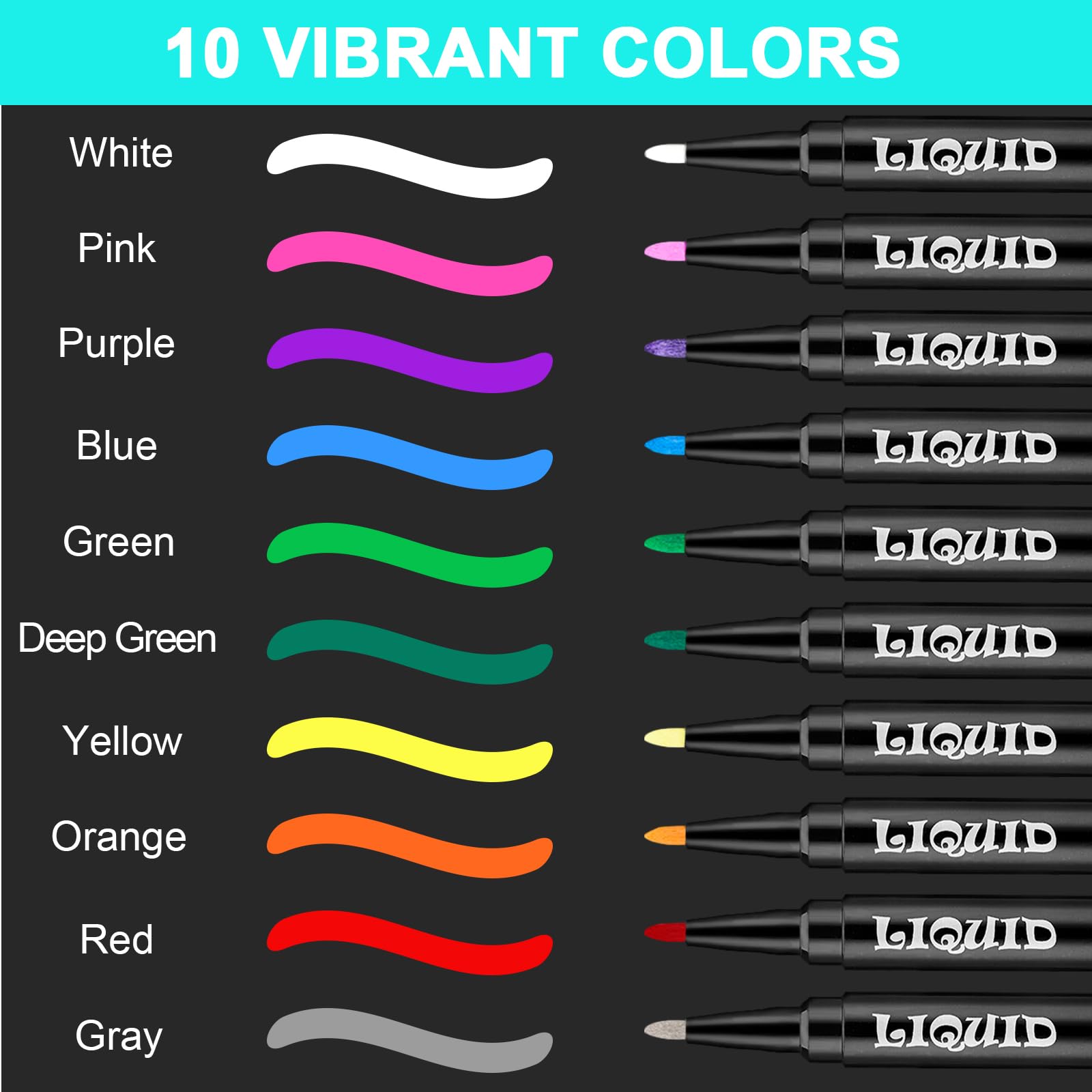 Chalk Markers Fine Tip - 10 Pack Chalkboad Marker - Liquid Chalk Pen Erasable - Chalk Marker for Blackboard Chalk Board First Day of School Board - Window Markers Auto Car Paint Pen