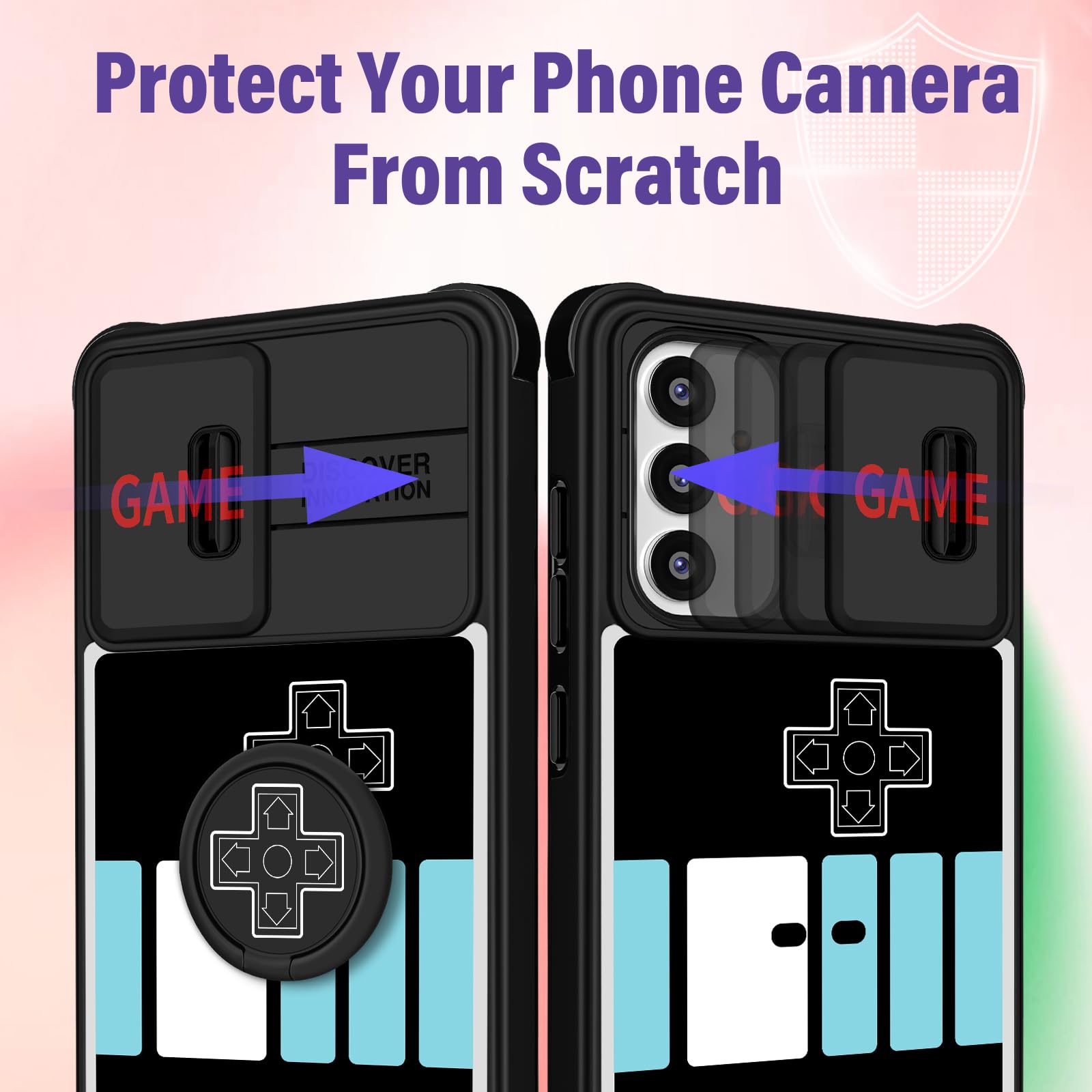 Funermei for Samsung Galaxy A54 5G Phone Case - Men Boys Cute Cover Fun Funny Cool for Teens Kids Video Game Unique Design with Camera Cover Ring Stand Funda for Samsung A54 5G Case