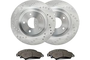 Max Advanced Brakes – MaxOne XD Series Front Brake Pads and Rotors Kit | Cross-Drilled Performance Rotors | Complete Set with Low-Dust, Quiet-Stop Ceramic Pads, TA097121