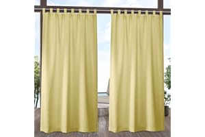 Exclusive Home Cabana Solid Indoor/Outdoor Light Filtering Hook-and-Loop Tab Top Curtain Panel Pair, 54"x108", Sundress
