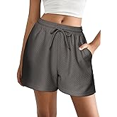 EKOUAER Womens Pajama Shorts Textured Casual Lounge Short Elastic Waist Pj Shorts Sweatsuits with Pockets 2026