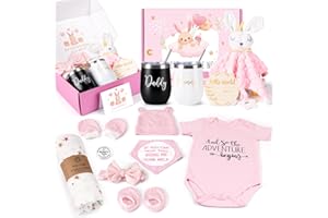 SUHCTUPTX Baby Gift Set, Baby Girl Gifts, New Mom Gifts for Women, New Parents Gifts for Couples w/ New Mom and Dad Tumbler Newborn Essentials for Gender Reveal, Baby Shower Pregnancy Gifts for First Time Moms