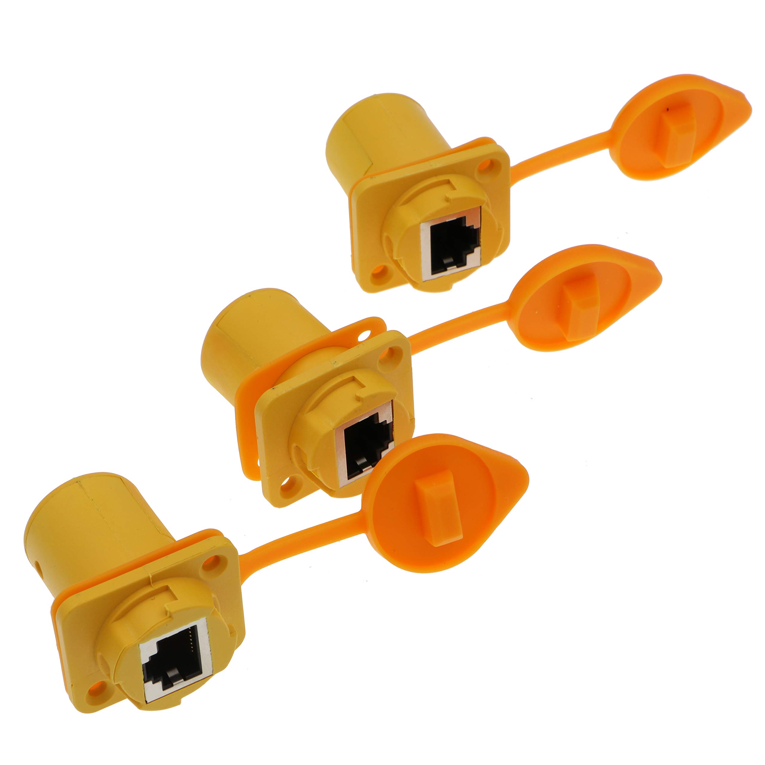Alvin's Cables 3 Pcs RJ45 Waterproof Coupler Socket Connector IP65 Ethernet Panel Mount RJ45 Connector Yellow — image 1