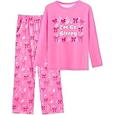 Nidoul Girls Pajamas Long Sleeve Pants 2PCS Pajama Sets Pjs Sleepwear Lounge for Tween Teen Kids 7-14Y