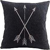decorbox White Feather Retro Magic Arrow Pattern 18x18 Inch Cotton Linen Square Throw Pillow Case Decorative Durable Cushion Slipcover Home Decor Sofa Standard Size Accent Pillowcase Slip Cover