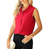 Jouica Womens Sleeveless Blouses Button Down Collared Shirts for Work Casual V Neck Tank Tops
