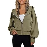 Trendy Queen Hoodies for Women Full Zip Up Cropped Sweatshirts Jackets Casual Comfy Gym Tops Fall Outfits Winter Clothes 2026