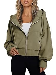 Trendy Queen Hoodies for Women Full Zip Up Cropped