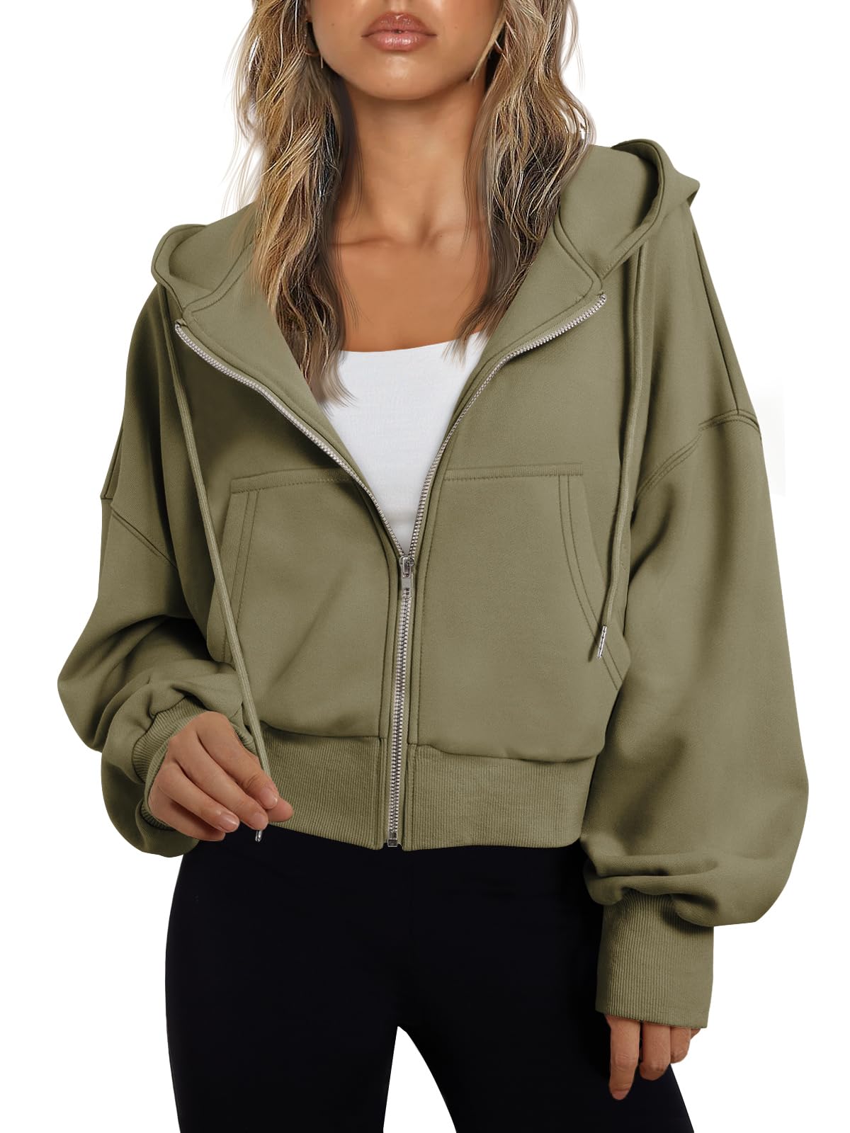 Trendy Queen Hoodies for Women Full Zip Up Cropped