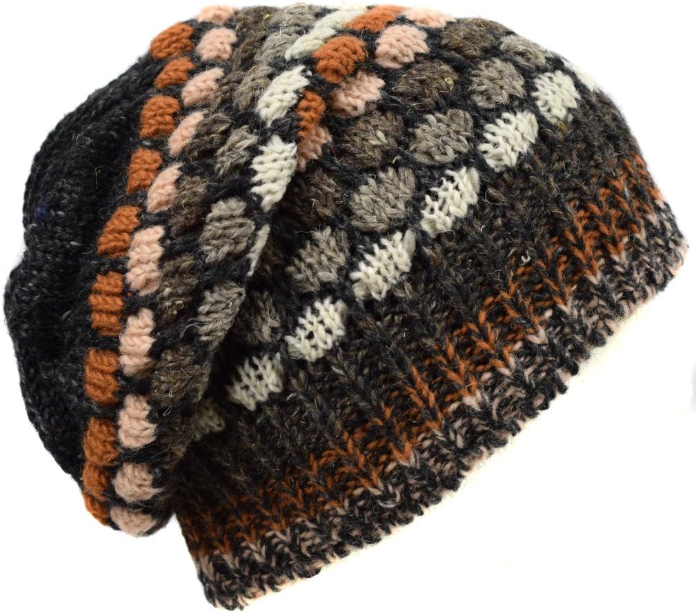 Gheri Woolen Knitted Fleece Lined Multicoloured Beanie Hats