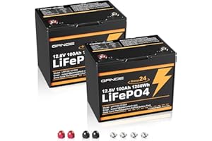 GRNOE 2-Pack 12V 100Ah LiFePO4 Automotive Batteries, 15000+ Deep Cycles, 100A BMS Each, Group 24 Car Battery Replacements for RV, Trailer, UTV, Off-Grid, Trolling Motor, Vehicle Power Systems,DIY