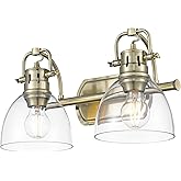 Duncan 2-Light Bath Vanity in Aged Brass with Clear Glass