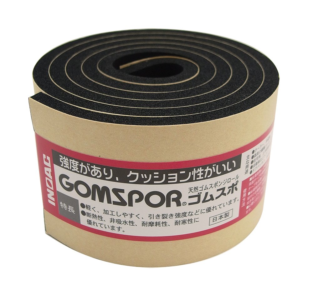 イノアック 天然ゴムスポンジロール ゴムスポ 5tX50mmX1M テープ付 黒 N14-550MT商品画像