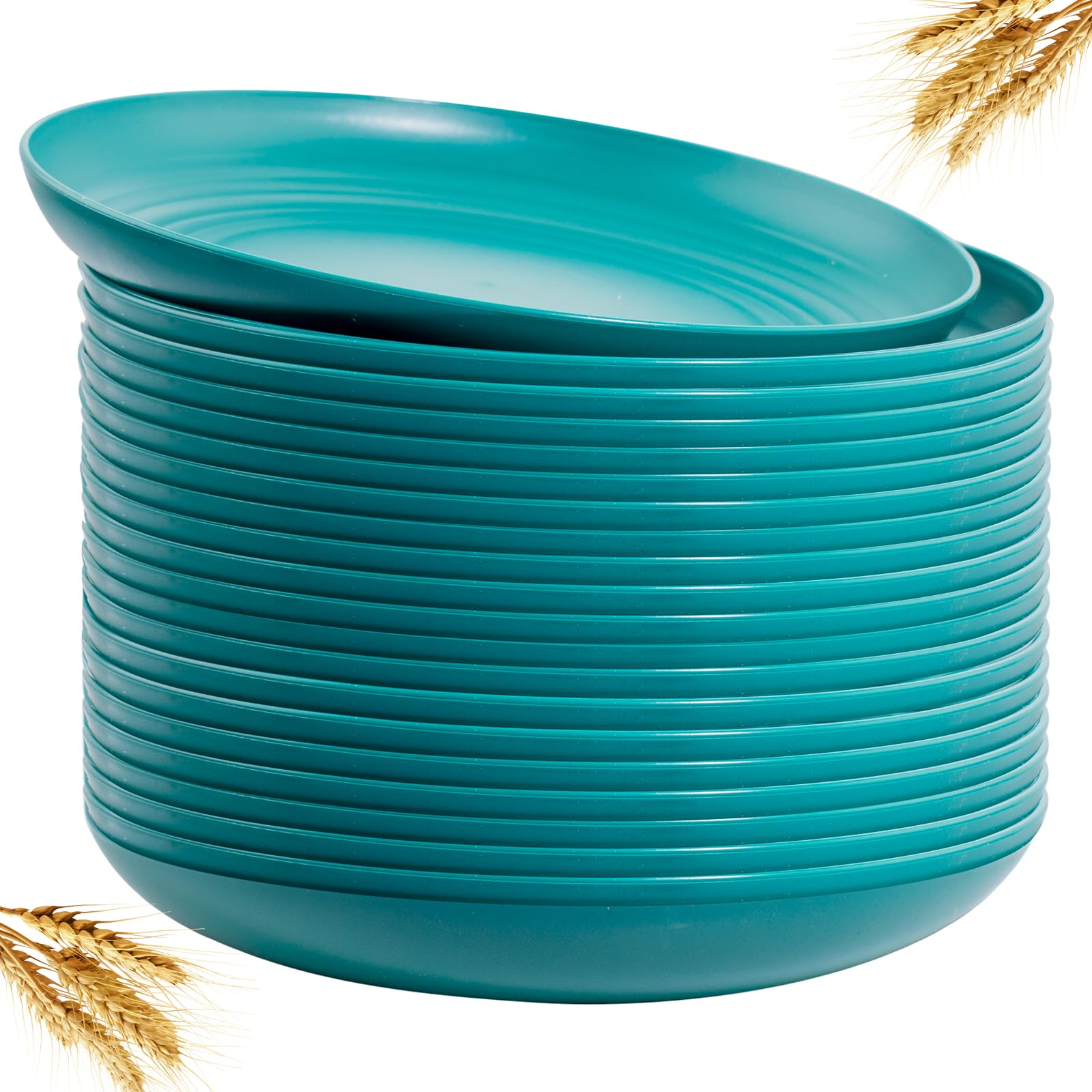 Photo 1 of LIYH 20 PCS Wheat Straw Plates - 9 Inch Unbreakable Dinner Plates - Dishwasher & Microwave Safe Reusable, Camping Green