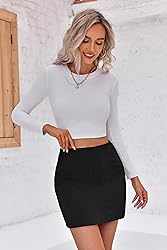 Wenrine Womens Mini Skirt High Waisted Basic Casual