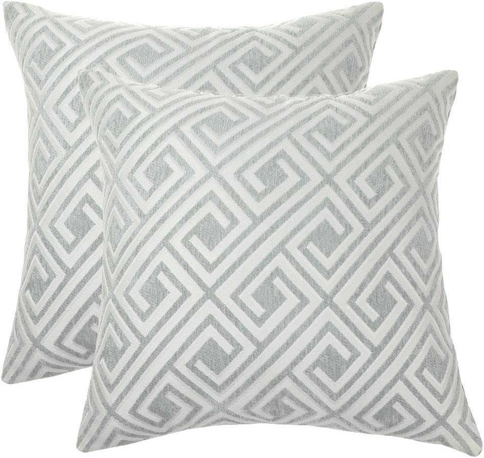 ecorative Throw Pillow Covers Cushion Covers 20 X 20 for Couch Bedroom Car Throw Pillow Cases Protectors 100% Cotton Pack of 2 Square Home Decor Design Set Cushion Case (Light Grey, 1818inches)