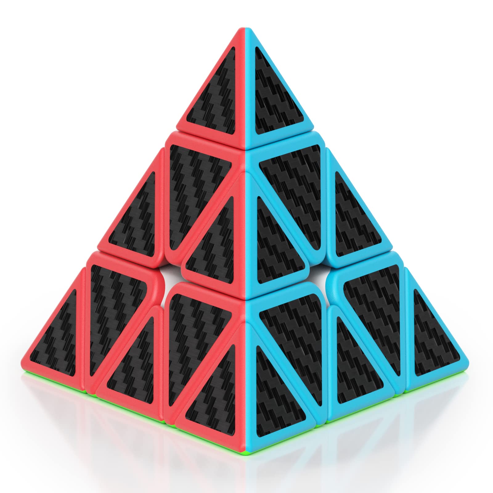 ROXENDA Pyramid Speed Cube Original Triangle Pyraminx Puzzle Cube; Super-Durable Smooth with Vivid Colors - Easy to Turn (Carbon Fiber)