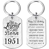 Yobent 75th Birthday Gifts for Men 1951, Happy 75th Birthday Keychain, 75 Year Old Bday Gift for Male Man, The Legend was Born in 1951