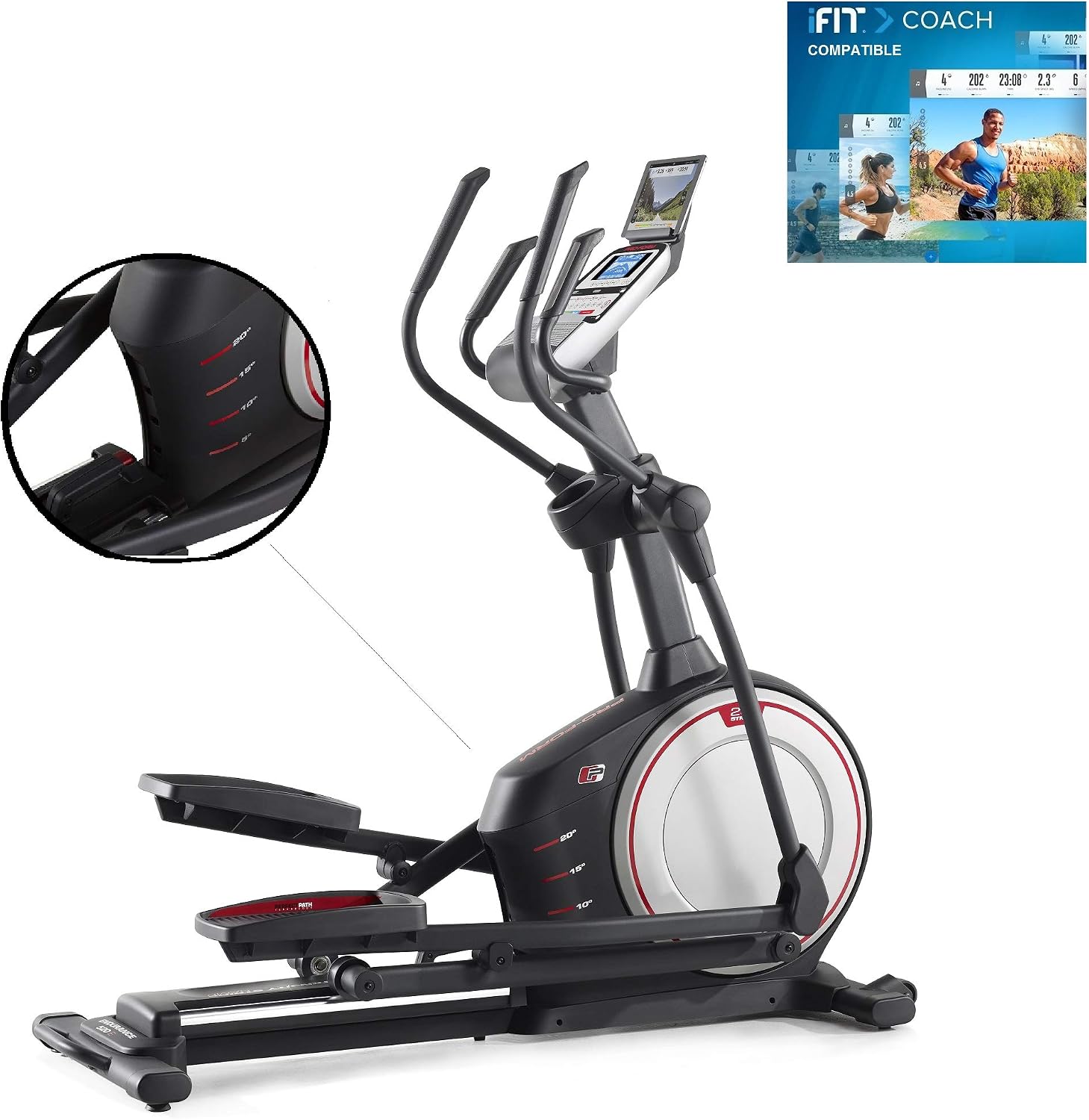 Proform Endurance 520 E Vélo elliptique, roue avant, compatible
